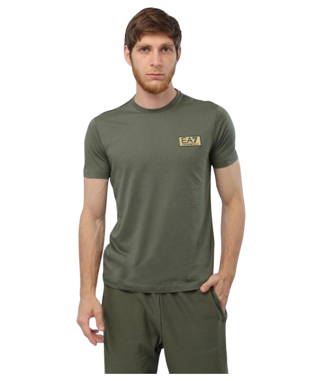EA7 Хаки хлопковая футболка, фото 1