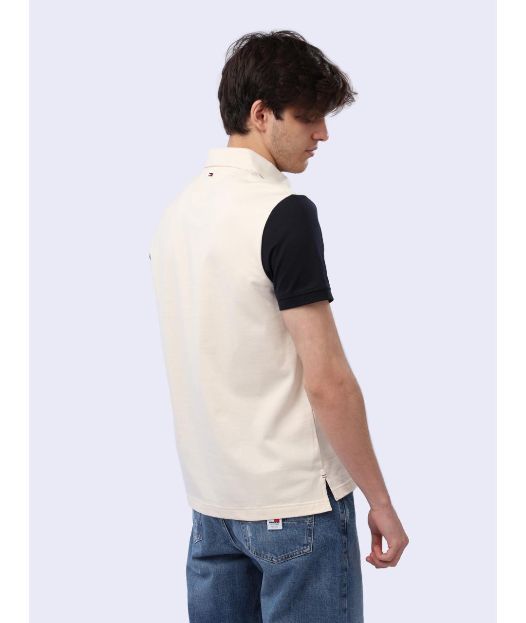 TOMMY HILFIGER Бежевое хлопковое поло с коротким рукавом, фото 4