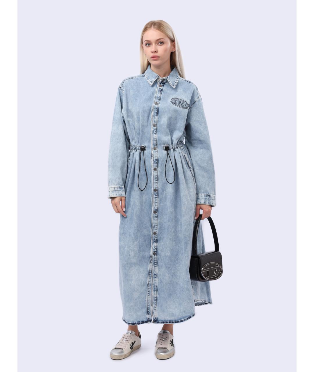 DIESEL Голубое хлопковое повседневное платье, фото 6