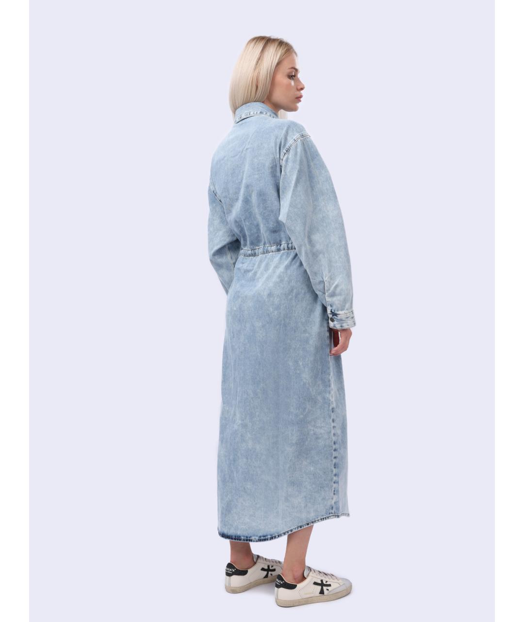 DIESEL Голубое хлопковое повседневное платье, фото 5