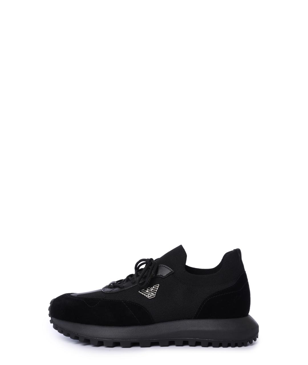 EMPORIO ARMANI Черные низкие кроссовки / кеды, фото 6