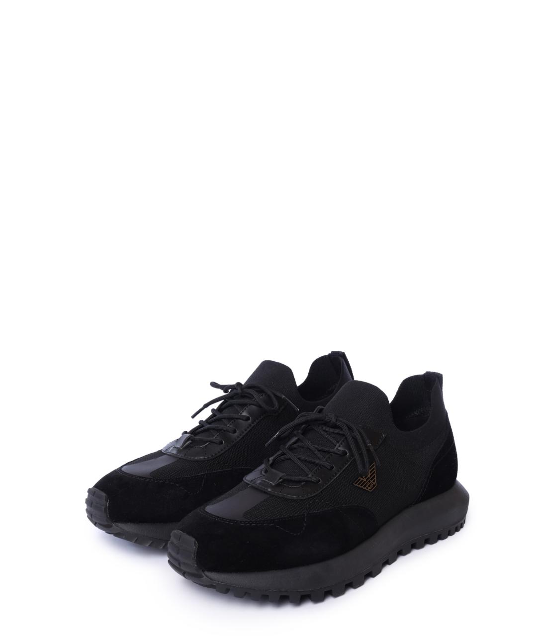 EMPORIO ARMANI Черные низкие кроссовки / кеды, фото 2