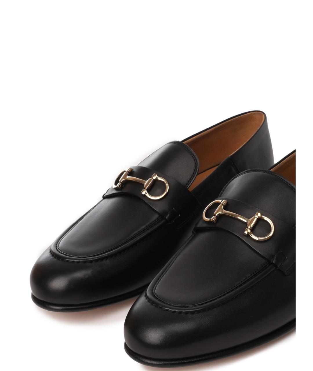 FERRAGAMO Черные кожаные лоферы, фото 6