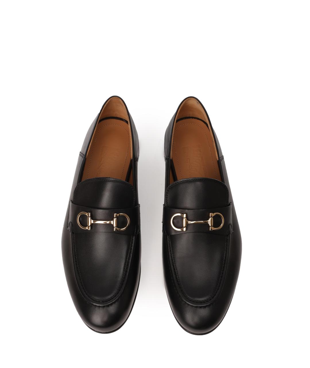 FERRAGAMO Черные кожаные лоферы, фото 5