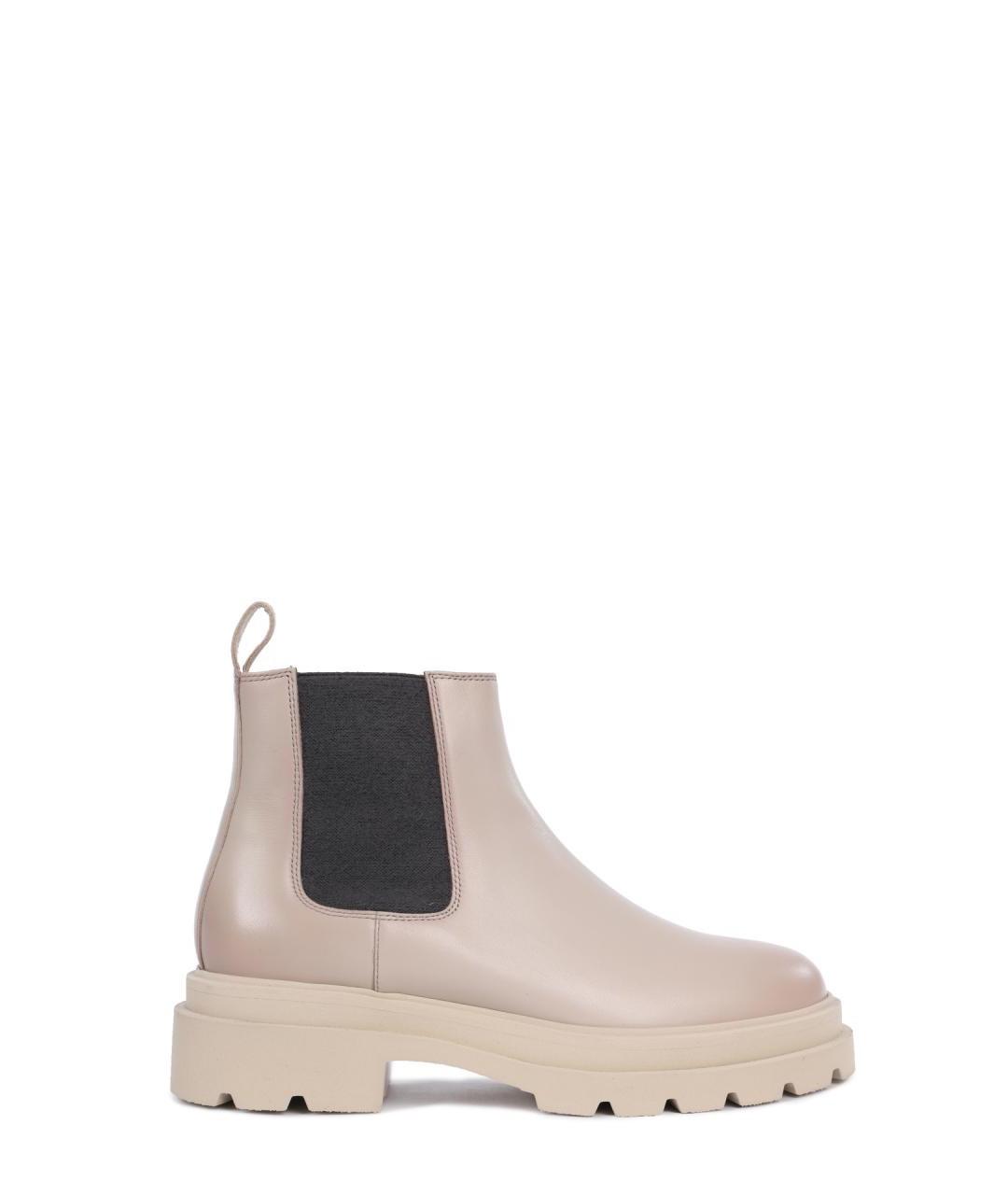 SANTONI Бежевые кожаные ботильоны, фото 1