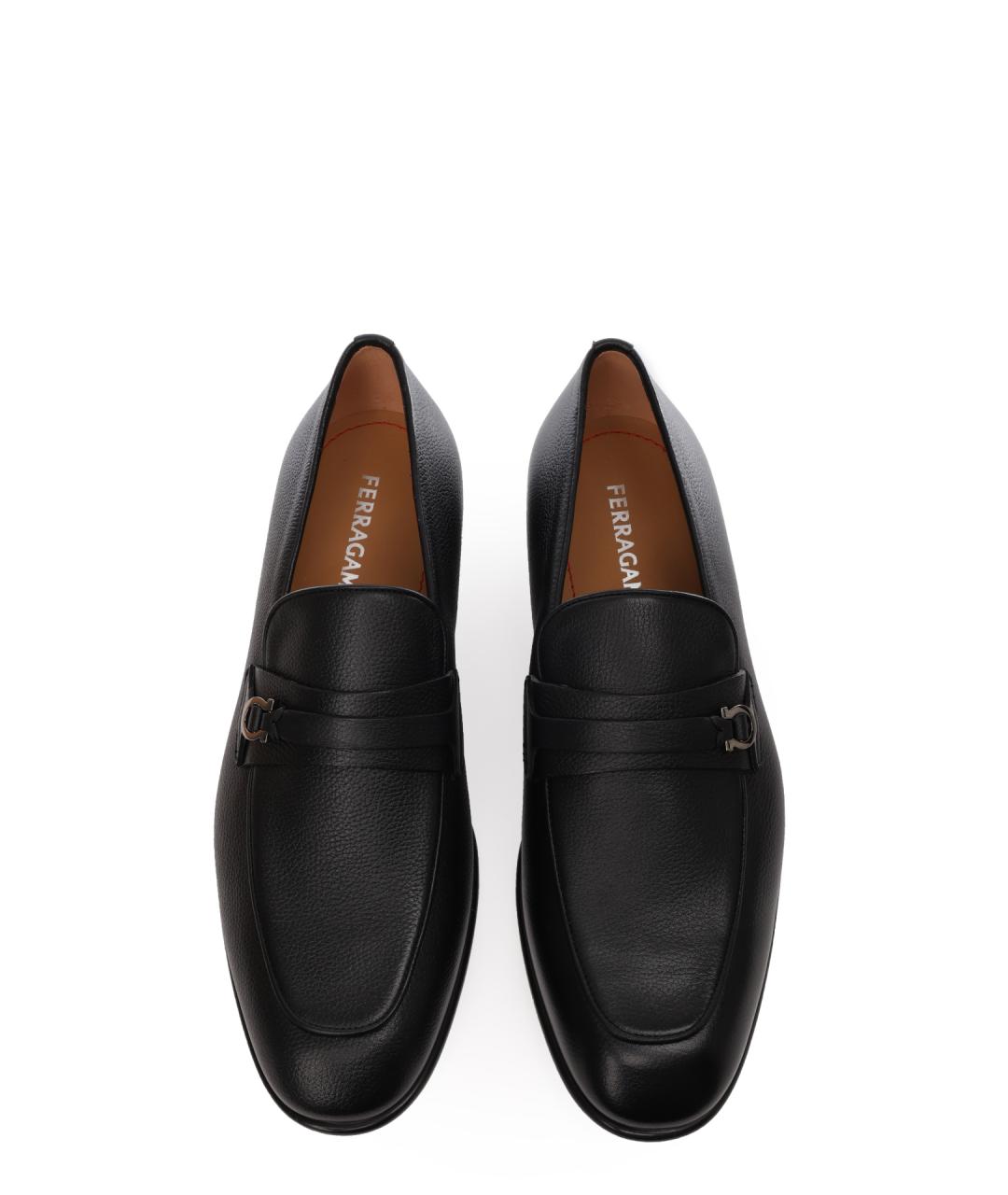 FERRAGAMO Черные кожаные лоферы, фото 5