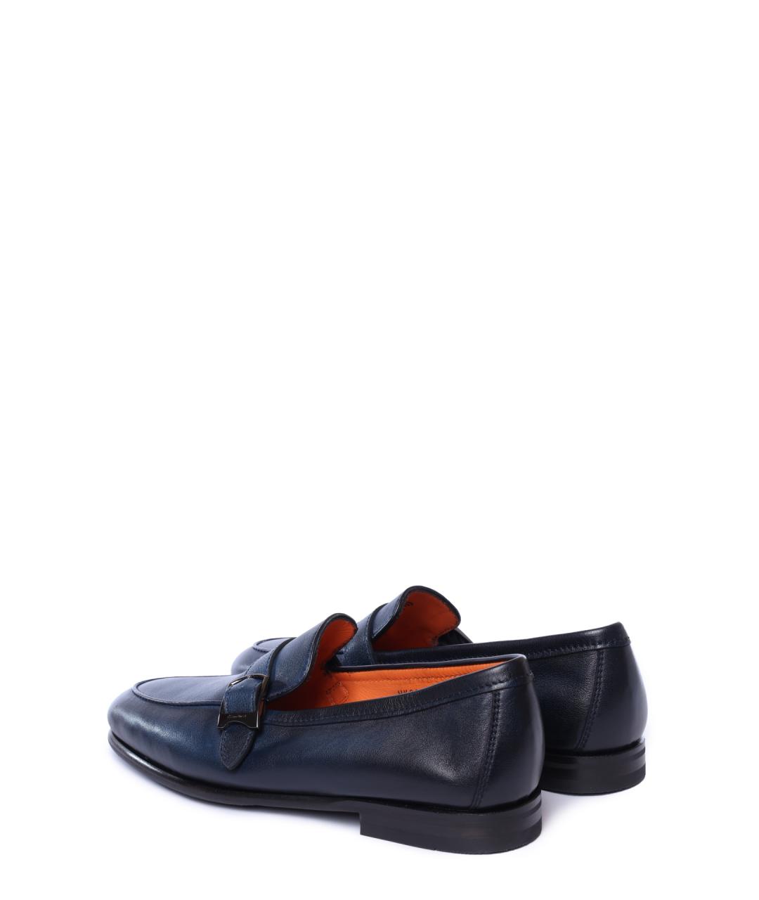 SANTONI Синие кожаные лоферы, фото 3