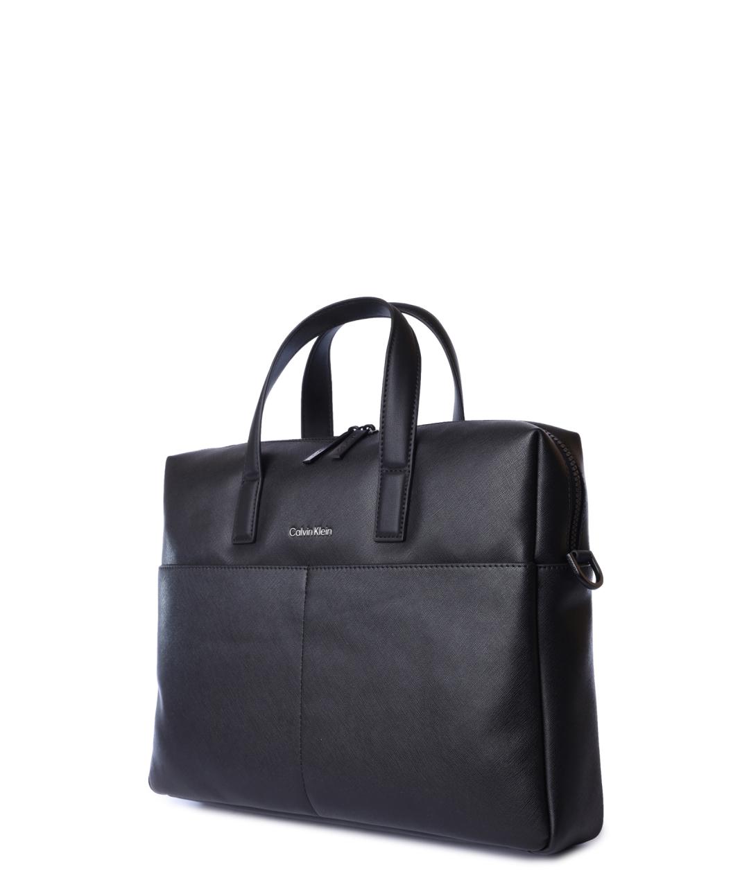 CALVIN KLEIN Черный портфель из искусственной кожи, фото 2