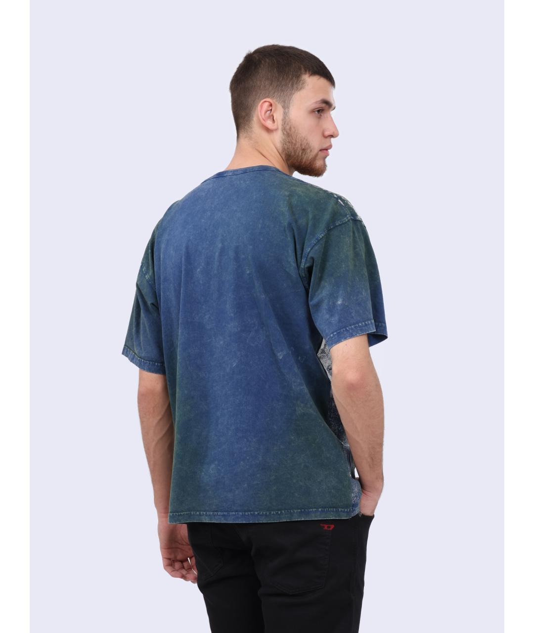 DIESEL Синяя хлопковая футболка, фото 5