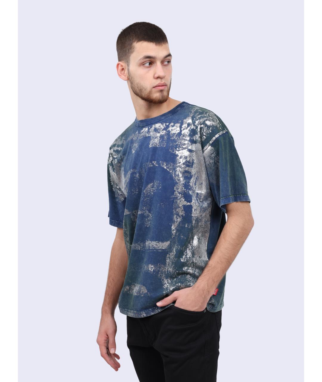 DIESEL Синяя хлопковая футболка, фото 3