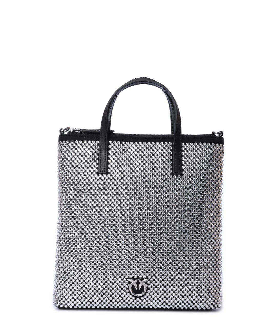 PINKO Серебряная сумка тоут, фото 1