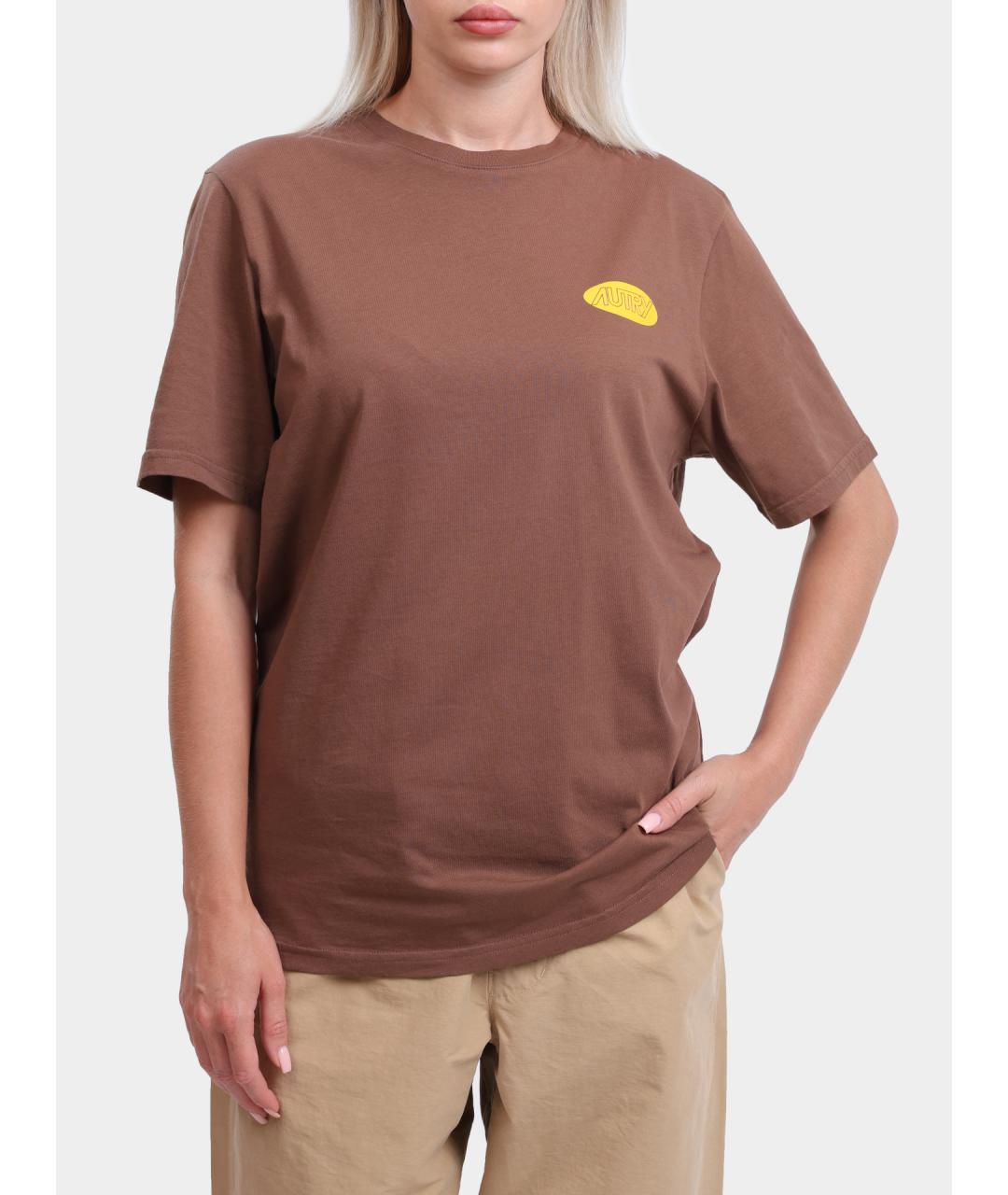 AUTRY Коричневая хлопковая футболка, фото 2