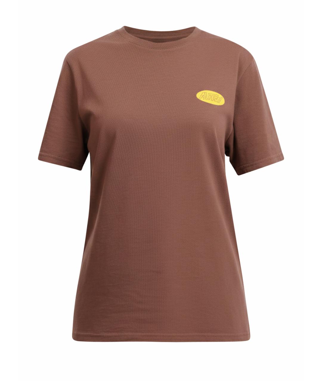 AUTRY Коричневая хлопковая футболка, фото 1