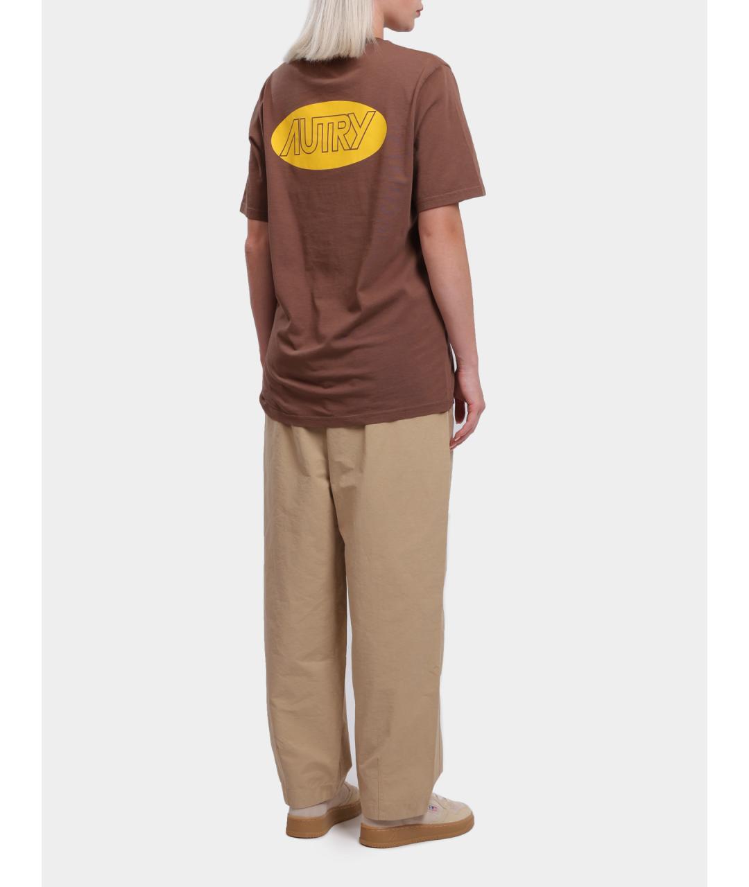 AUTRY Коричневая хлопковая футболка, фото 4