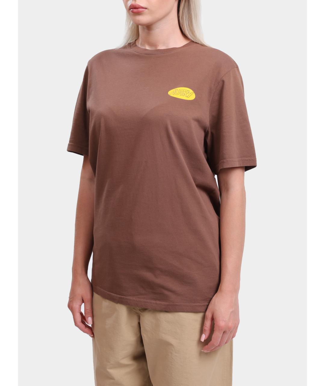 AUTRY Коричневая хлопковая футболка, фото 5