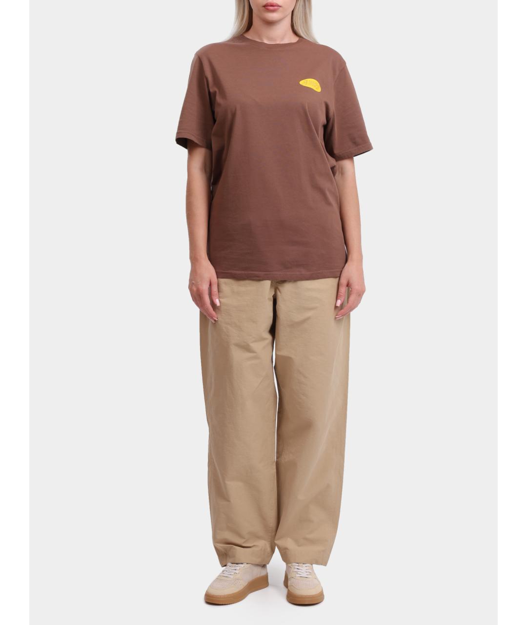 AUTRY Коричневая хлопковая футболка, фото 3