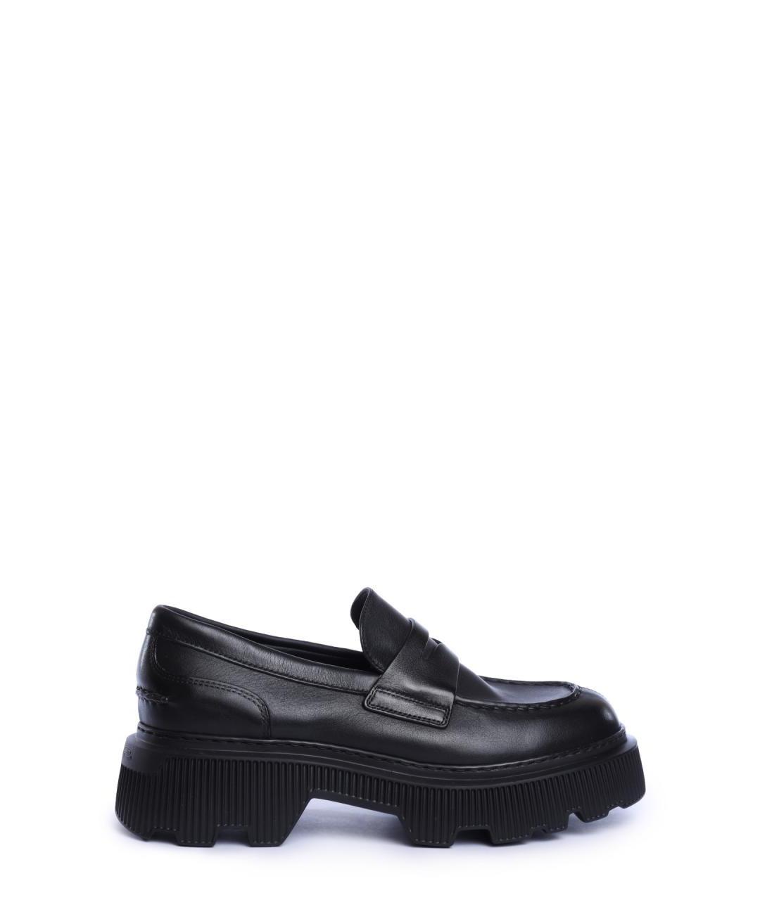 SANTONI Черные кожаные лоферы, фото 1