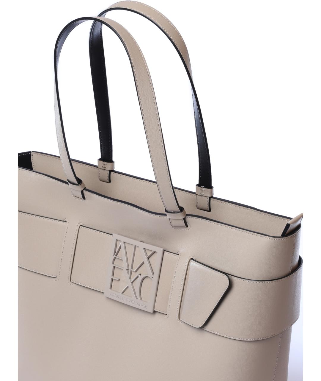 ARMANI EXCHANGE Бежевая сумка тоут из искусственной кожи, фото 4