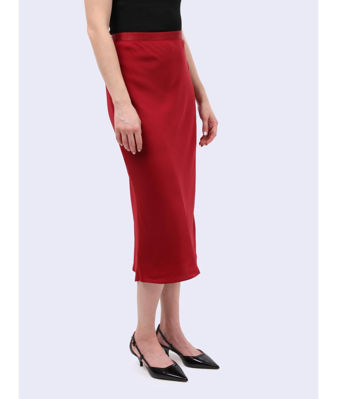 CALVIN KLEIN Красная полиэстеровая юбка миди, фото 3