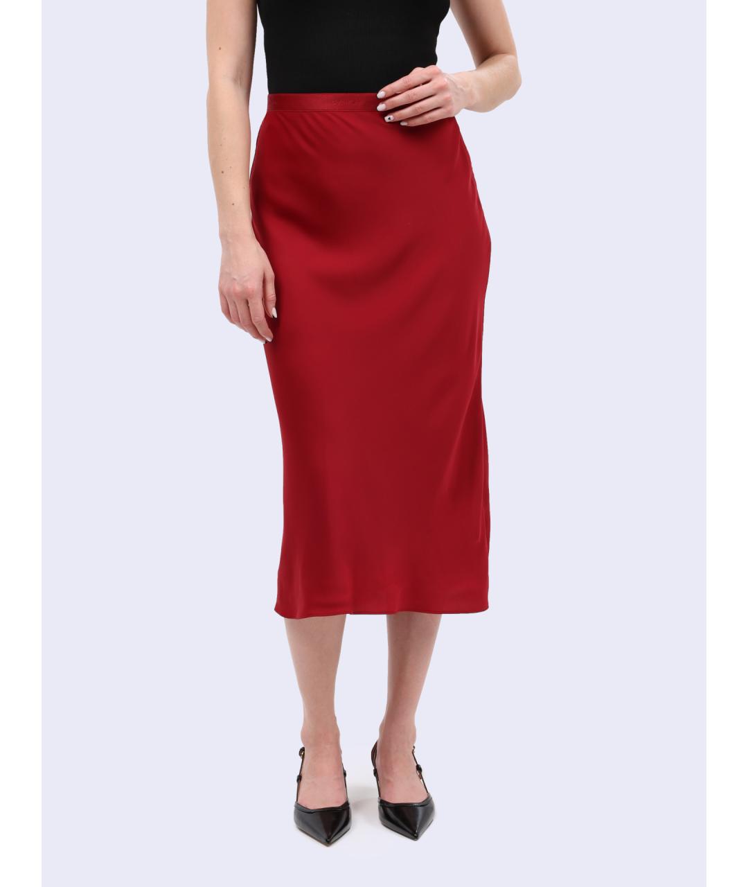 CALVIN KLEIN Красная полиэстеровая юбка миди, фото 6