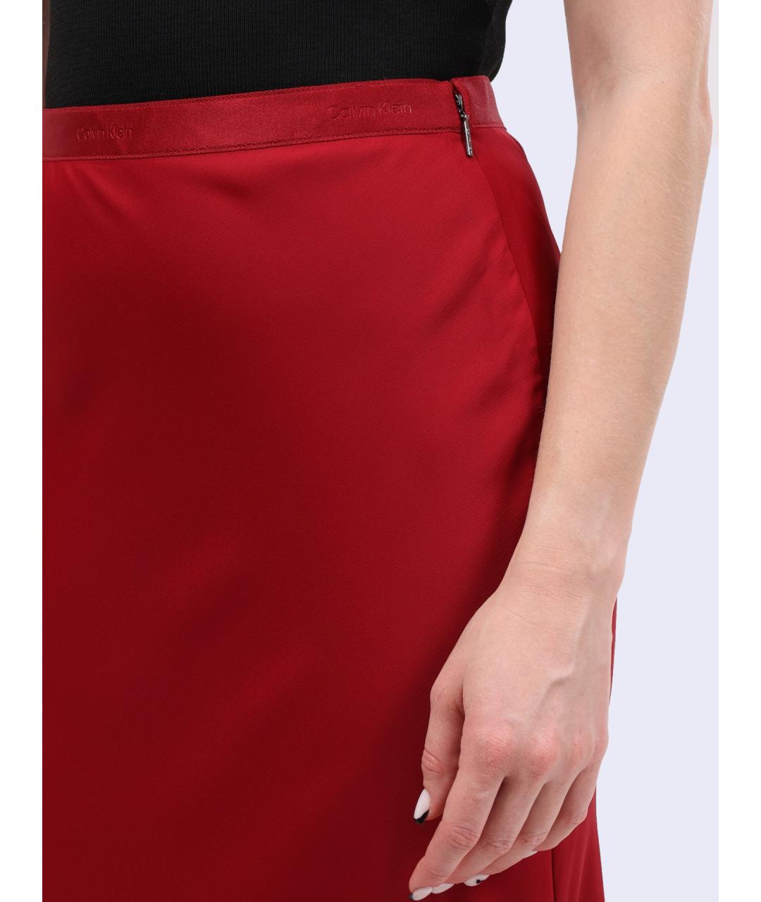 CALVIN KLEIN Красная полиэстеровая юбка миди, фото 4
