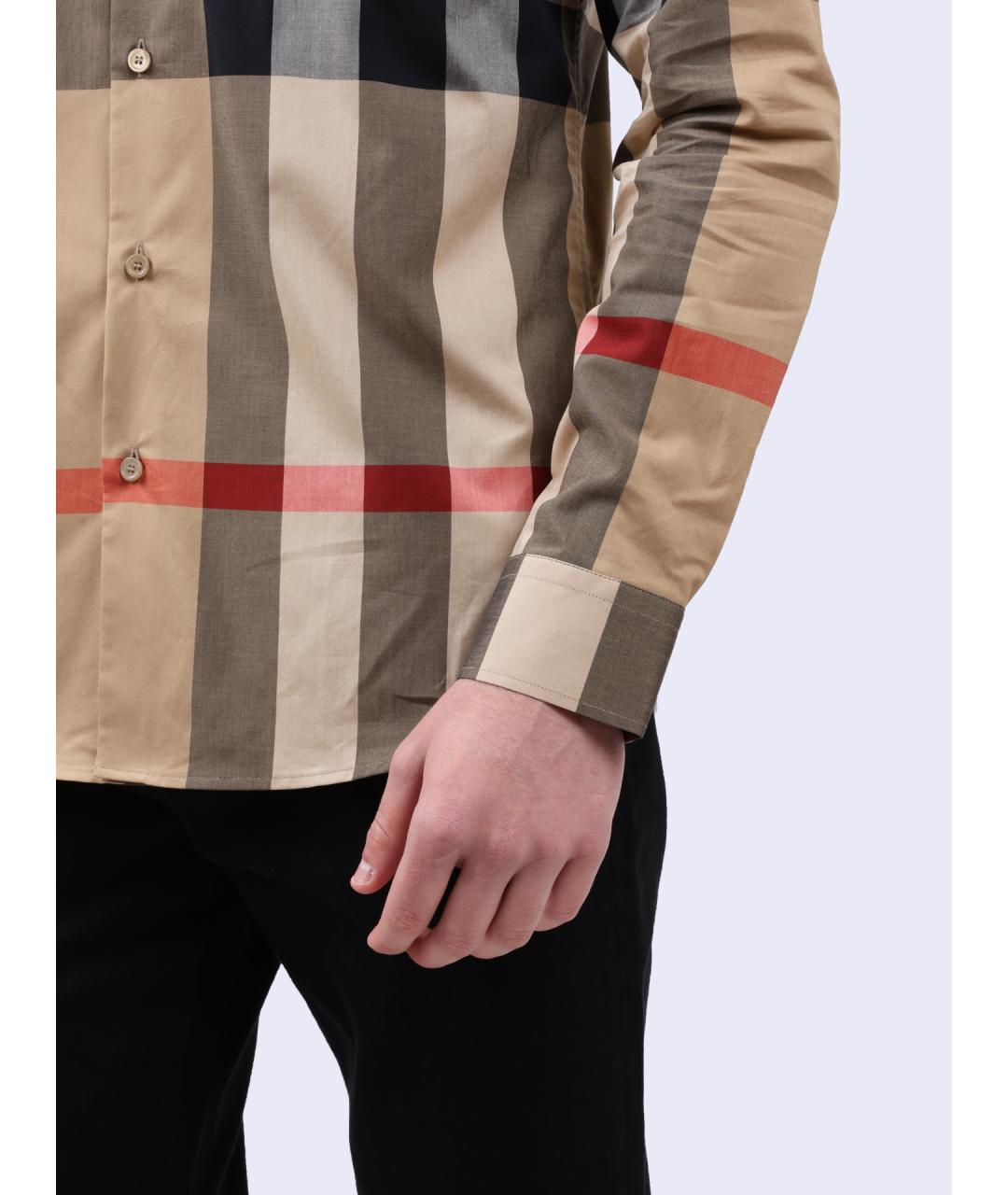 BURBERRY Бежевая хлопковая кэжуал рубашка, фото 4