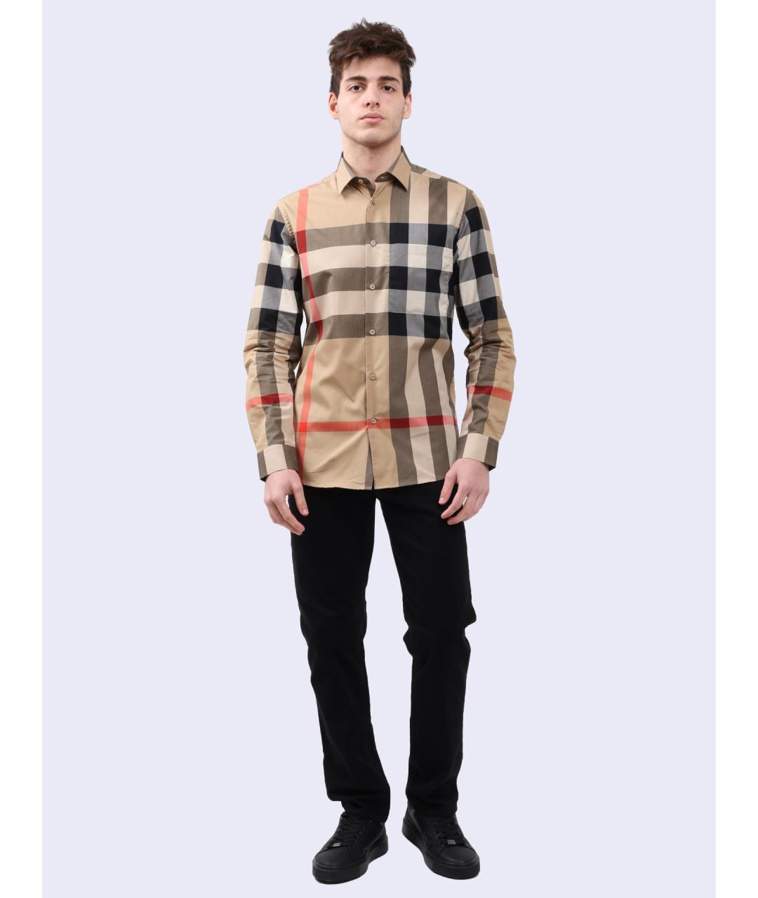 BURBERRY Бежевая хлопковая кэжуал рубашка, фото 2