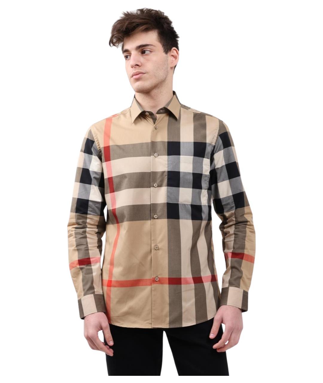 BURBERRY Бежевая хлопковая кэжуал рубашка, фото 1