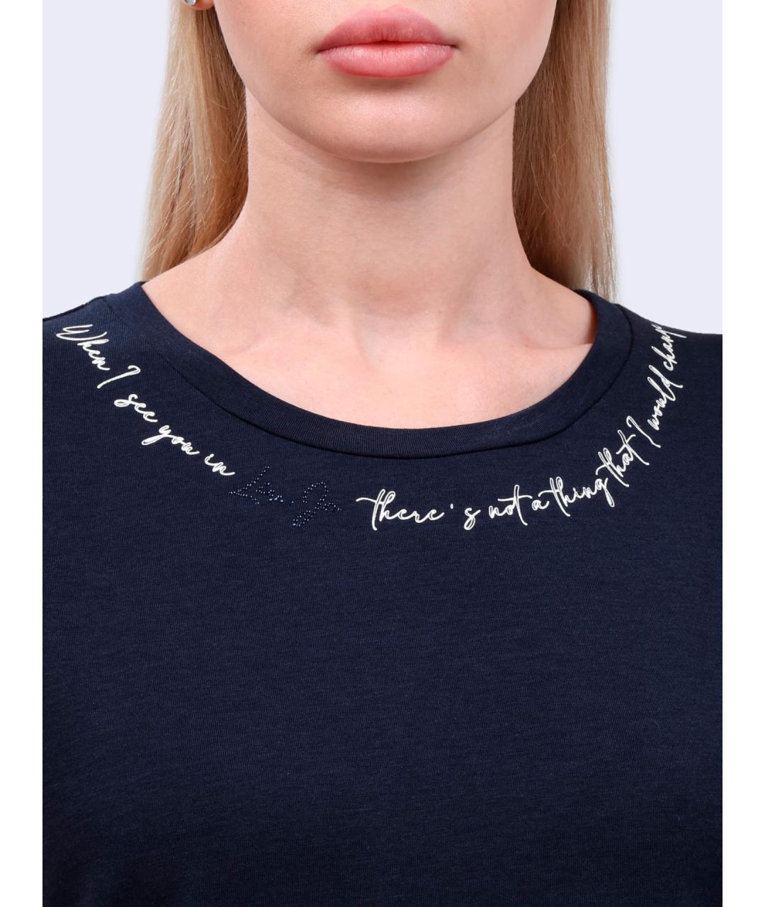 LIU JO Синяя хлопковая футболка, фото 4