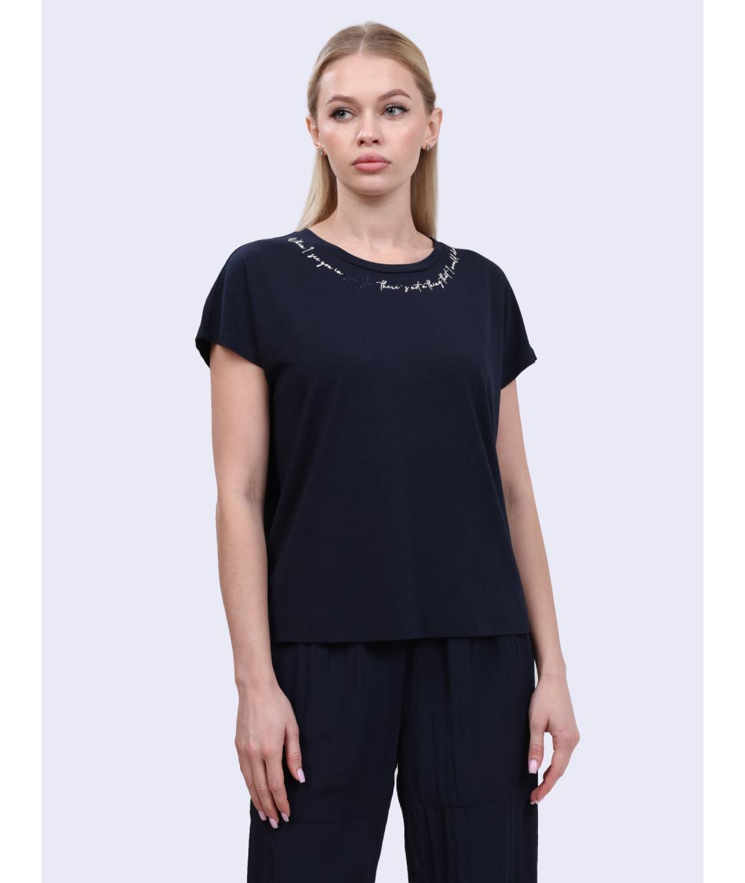 LIU JO Синяя хлопковая футболка, фото 2