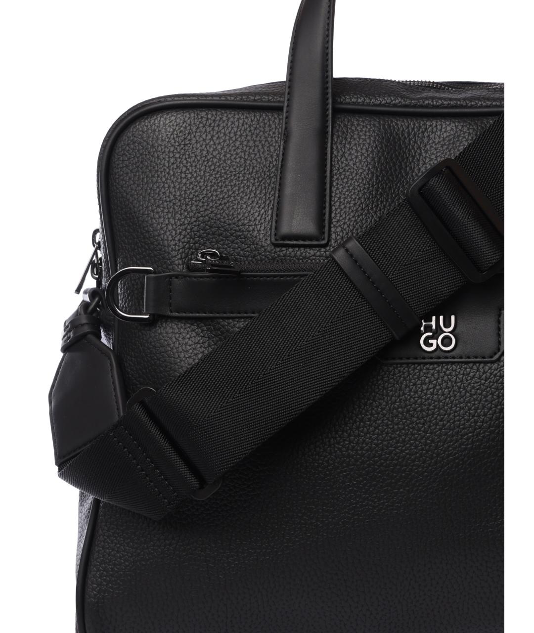 HUGO Черный портфель из искусственной кожи, фото 4