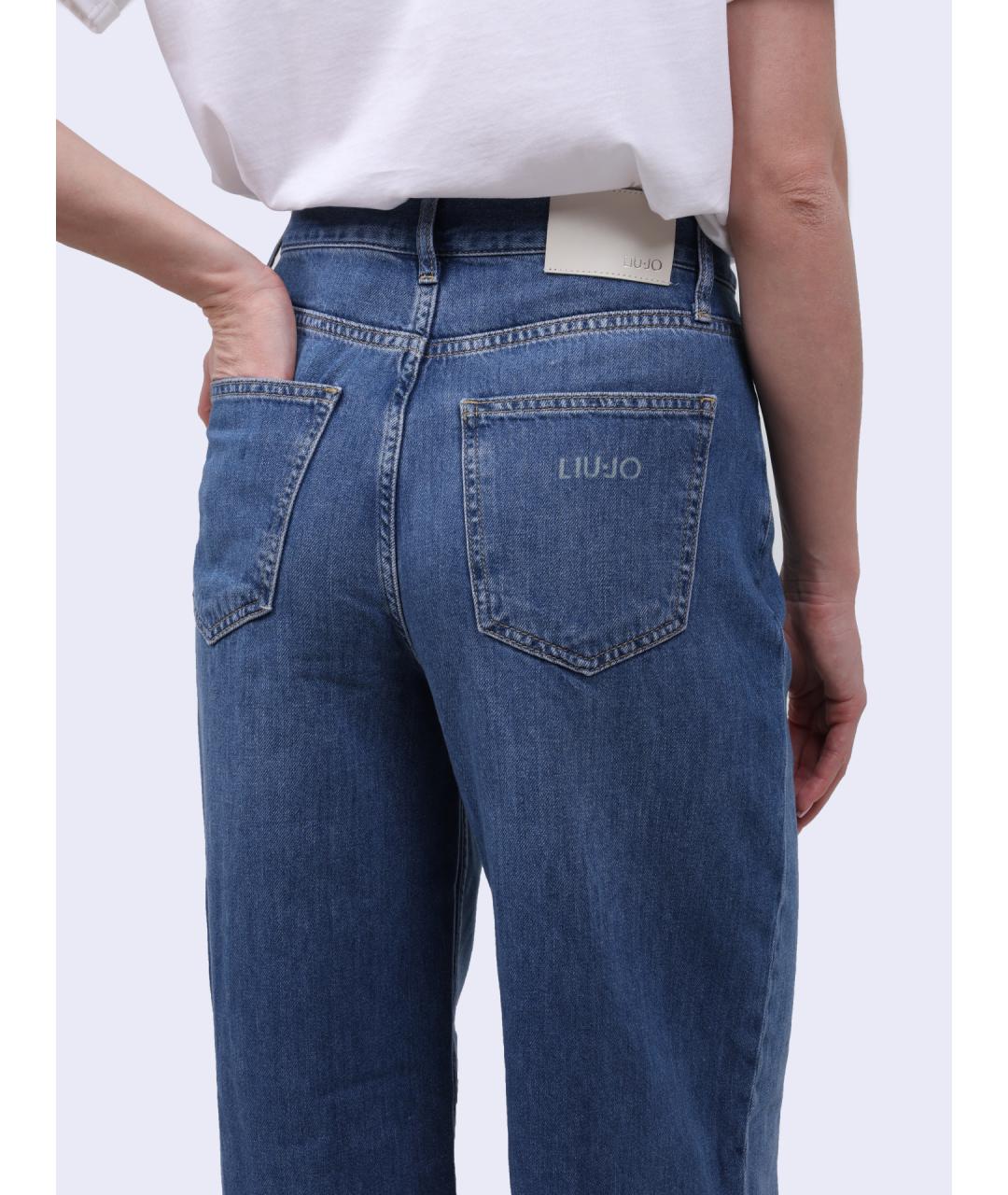 LIU JO Синие хлопковые прямые джинсы, фото 5