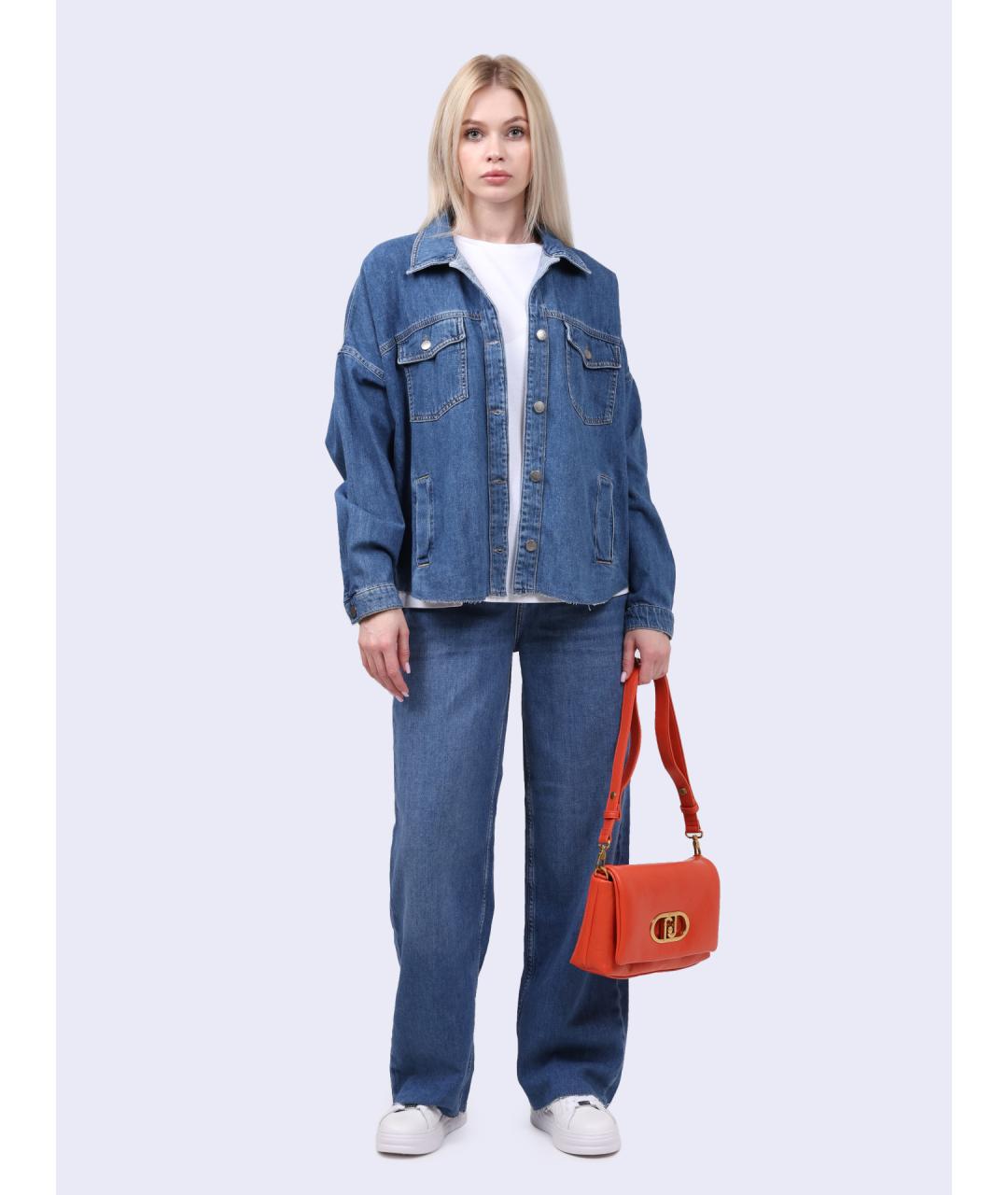 LIU JO Синие хлопковые прямые джинсы, фото 2