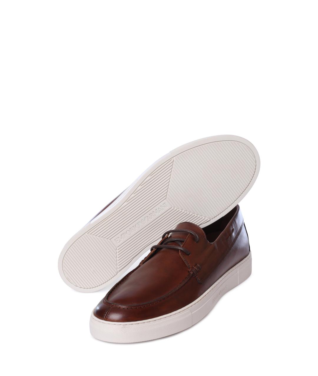 EMPORIO ARMANI Коричневые кожаные лоферы, фото 4