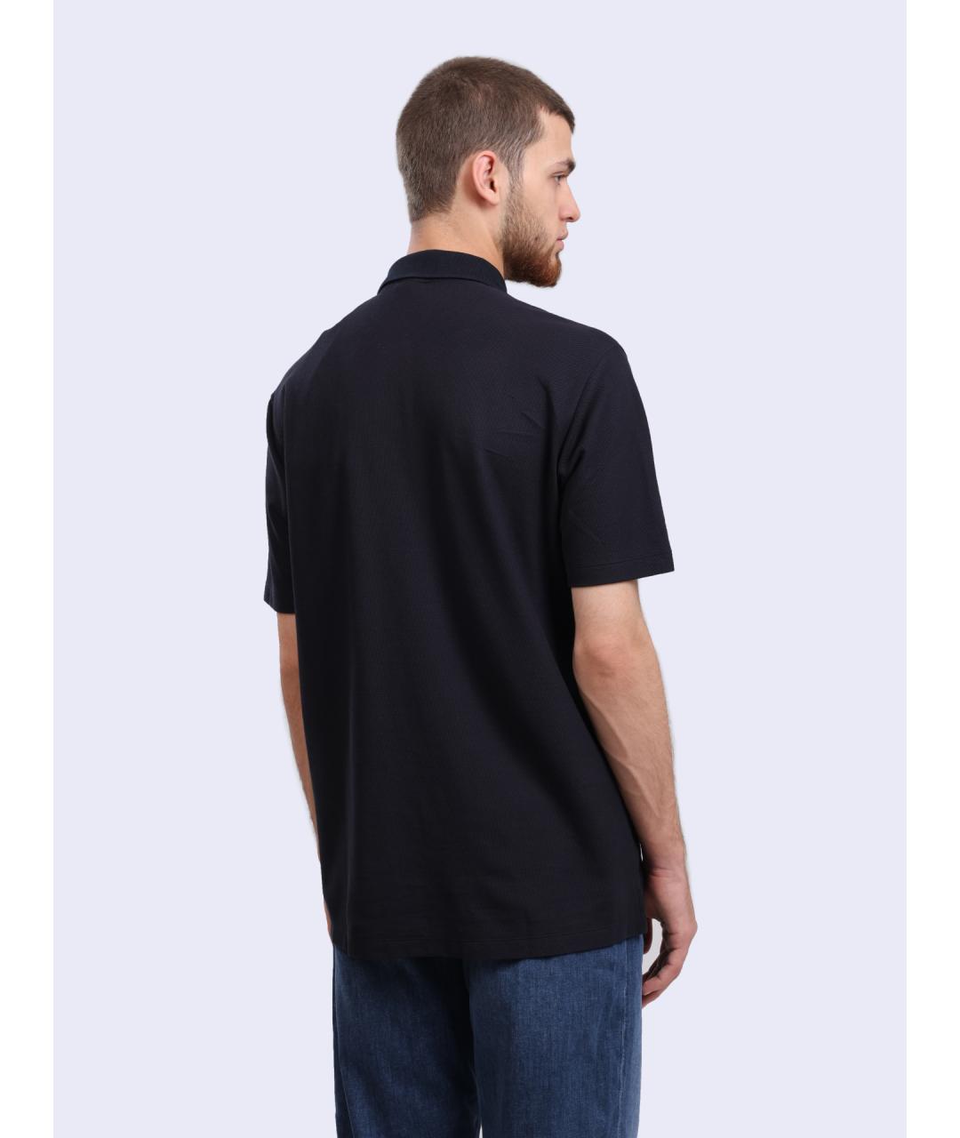 ARMANI EXCHANGE Синее хлопковое поло с коротким рукавом, фото 4
