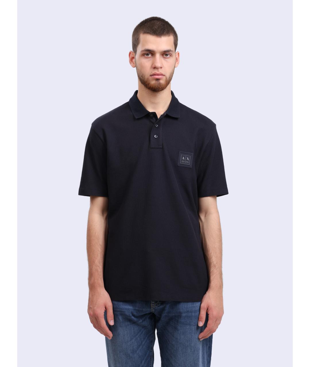 ARMANI EXCHANGE Синее хлопковое поло с коротким рукавом, фото 5