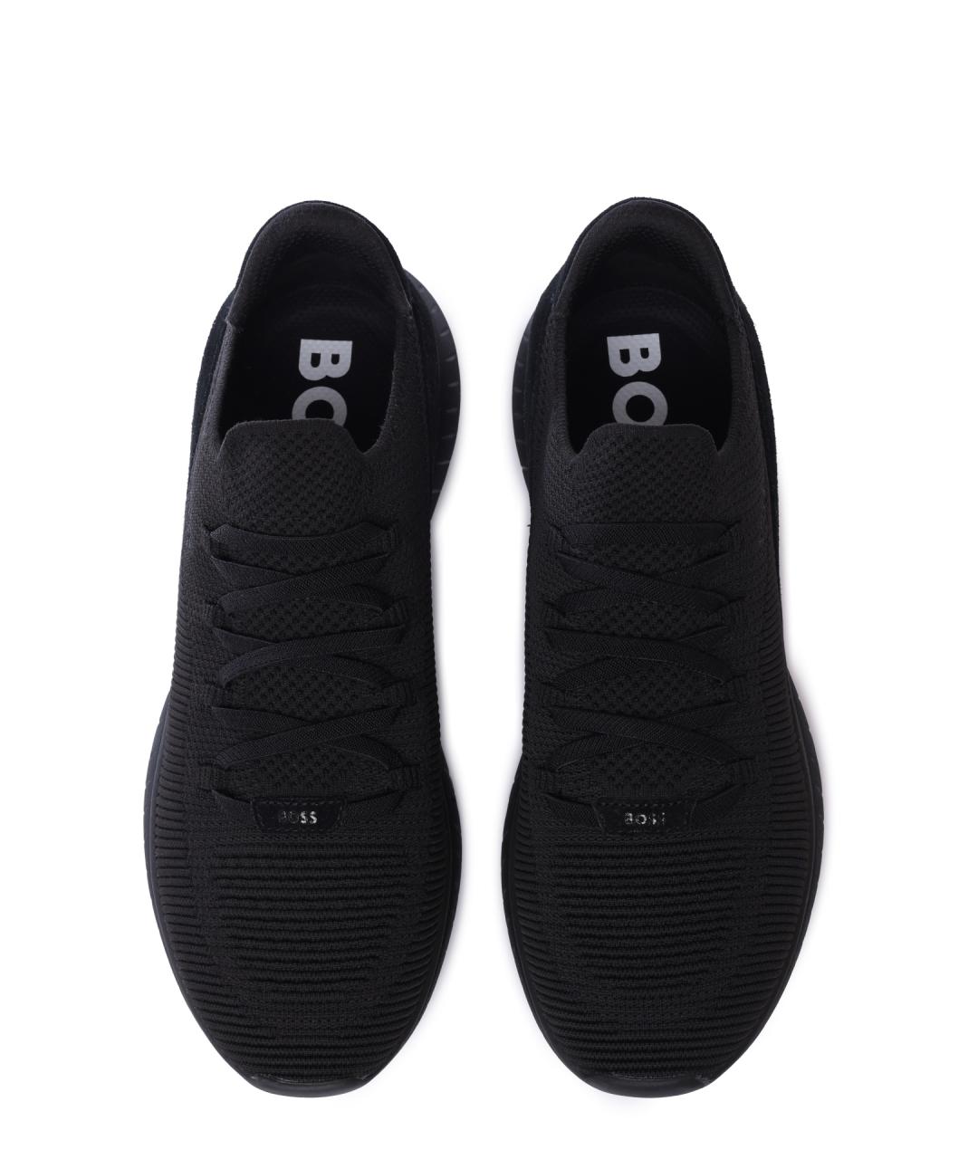 HUGO BOSS Черные текстильные высокие кроссовки / кеды, фото 3