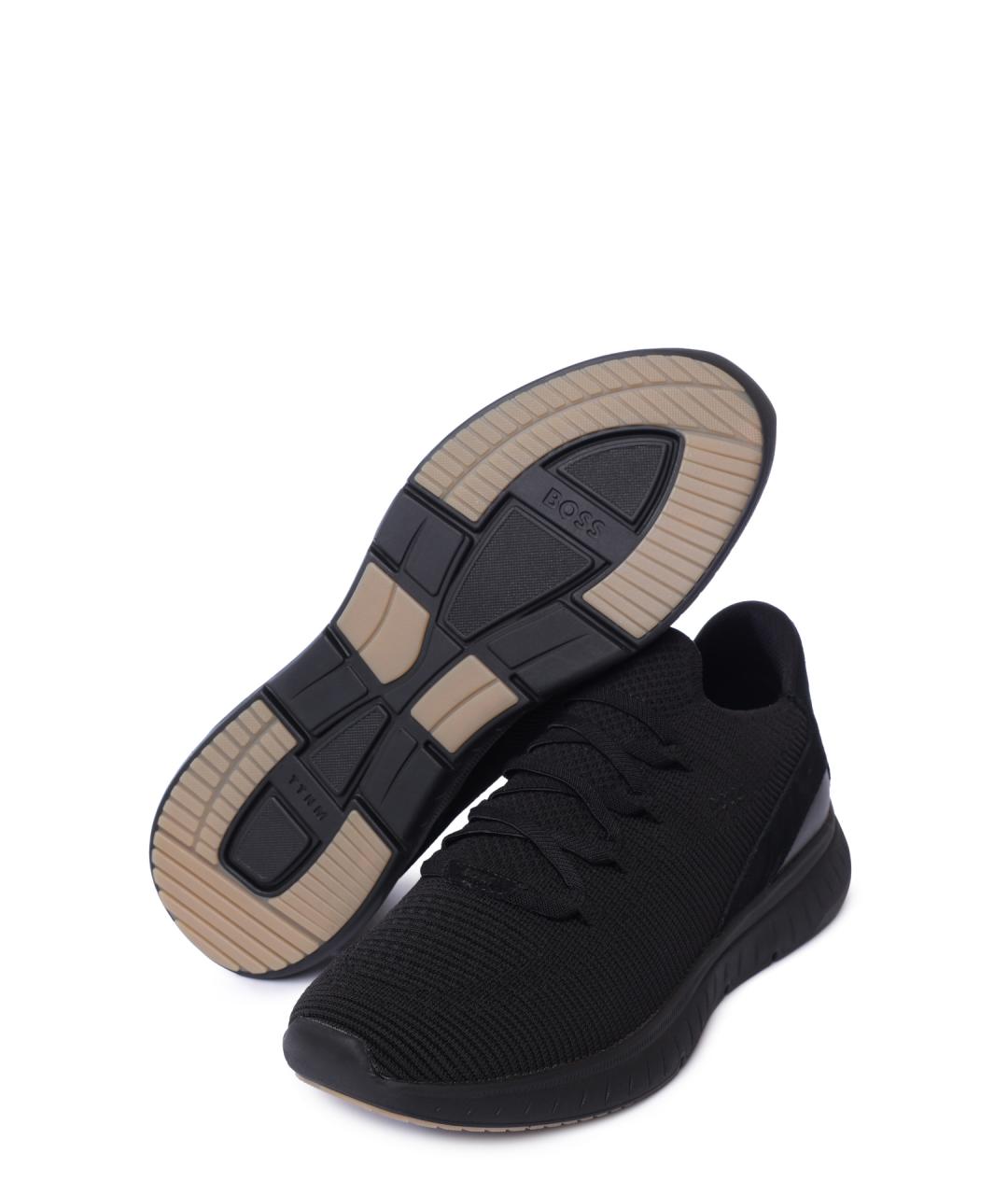 HUGO BOSS Черные текстильные высокие кроссовки / кеды, фото 4
