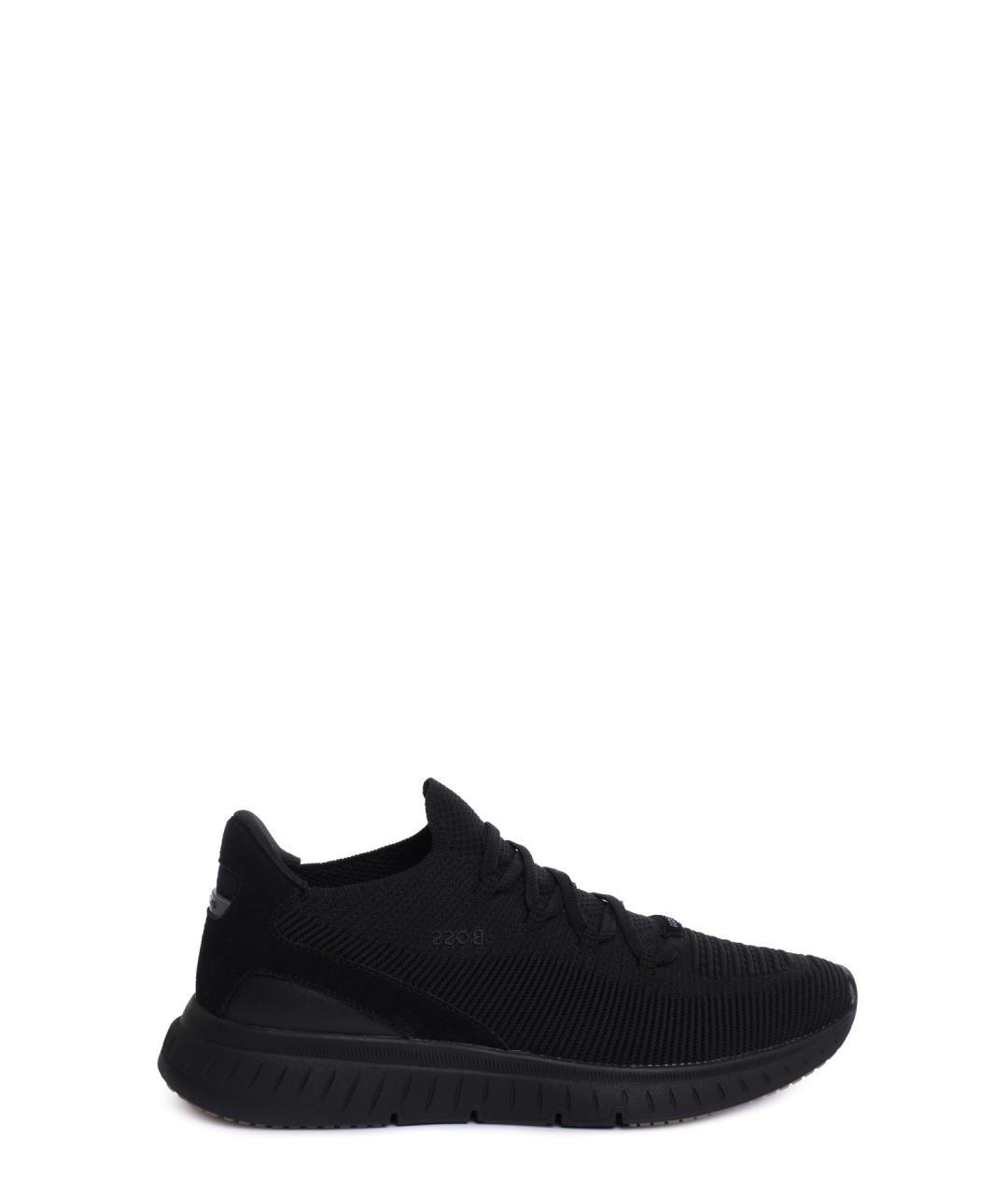 HUGO BOSS Черные текстильные высокие кроссовки / кеды, фото 1