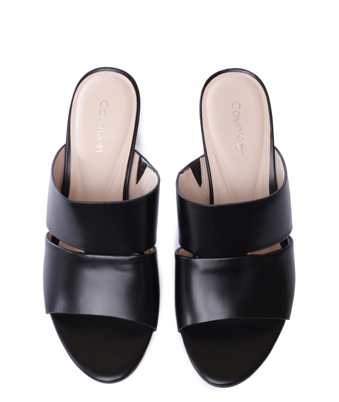 CALVIN KLEIN Черные кожаные мюли, фото 3