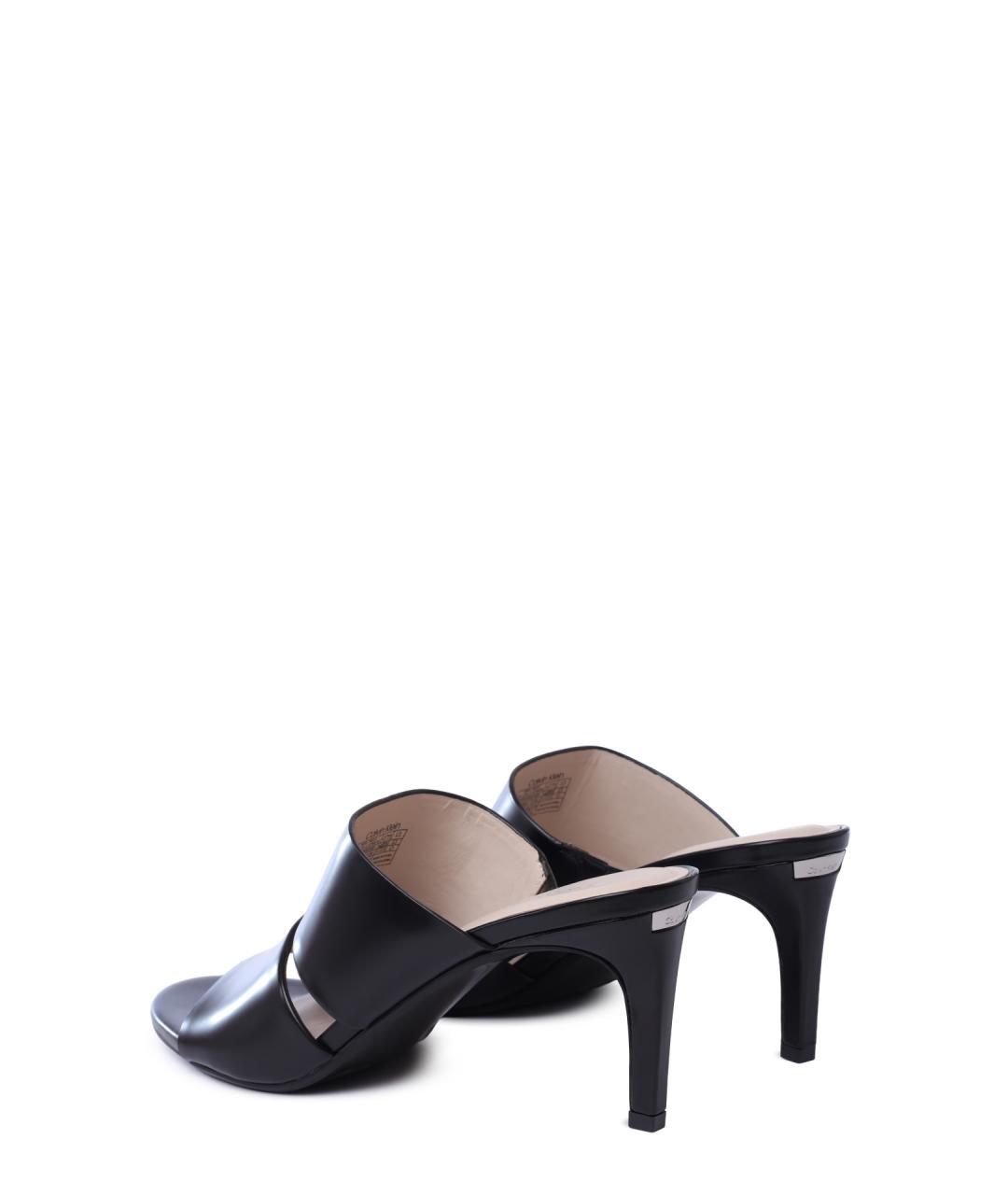 CALVIN KLEIN Черные кожаные мюли, фото 4