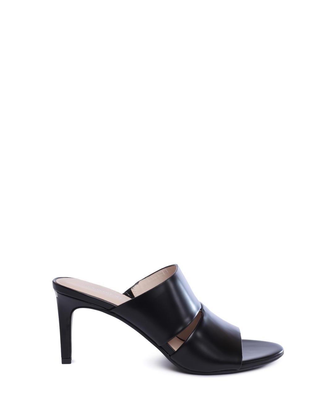 CALVIN KLEIN Черные кожаные мюли, фото 1