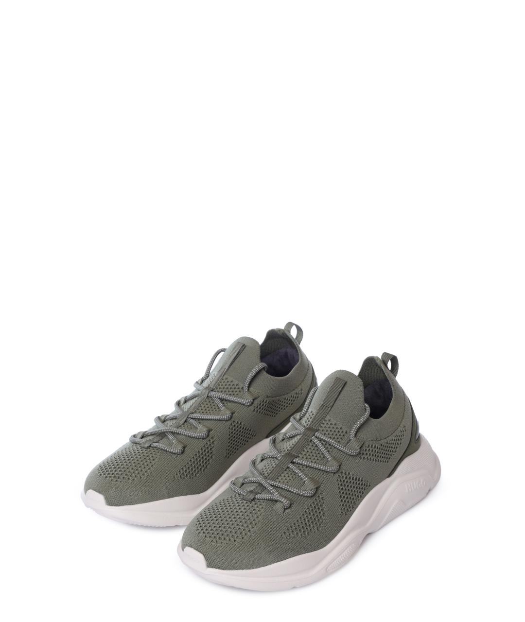 HUGO Зеленые текстильные высокие кроссовки / кеды, фото 2