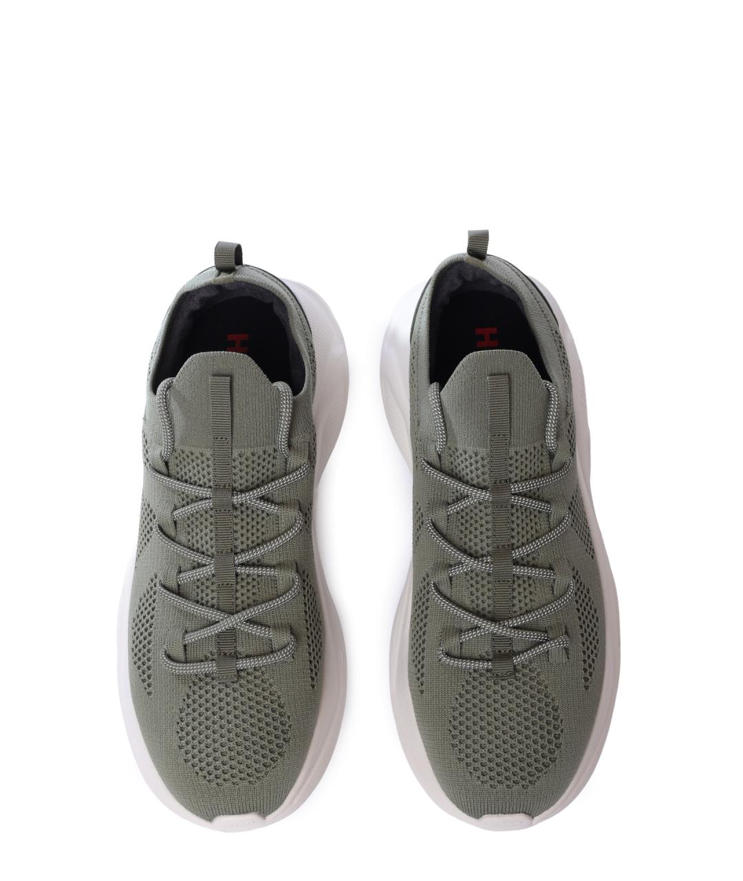 HUGO Зеленые текстильные высокие кроссовки / кеды, фото 3