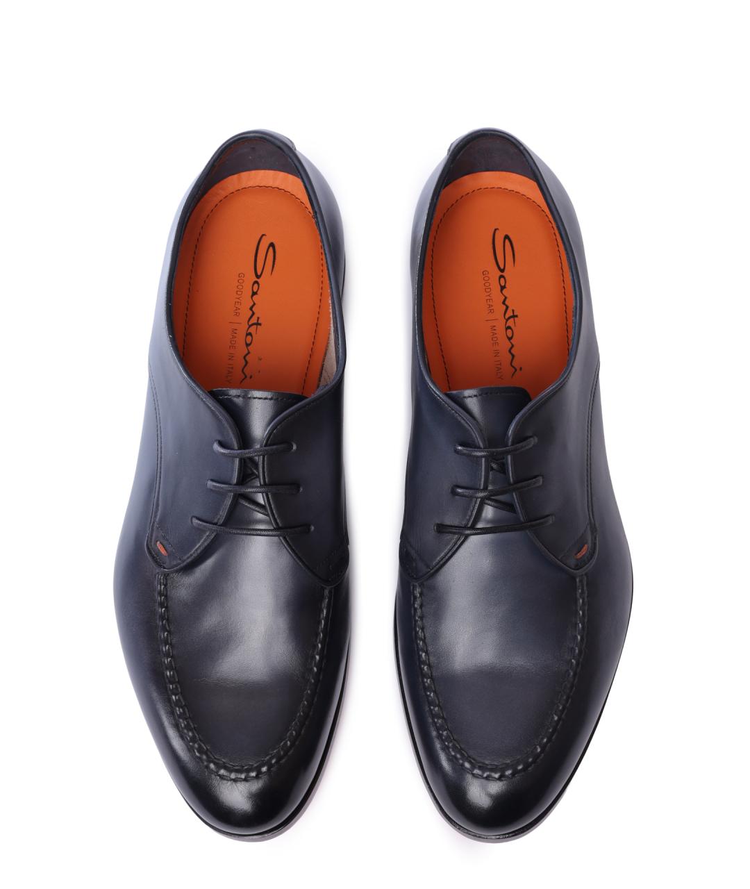 SANTONI Темно-синие кожаные туфли, фото 3