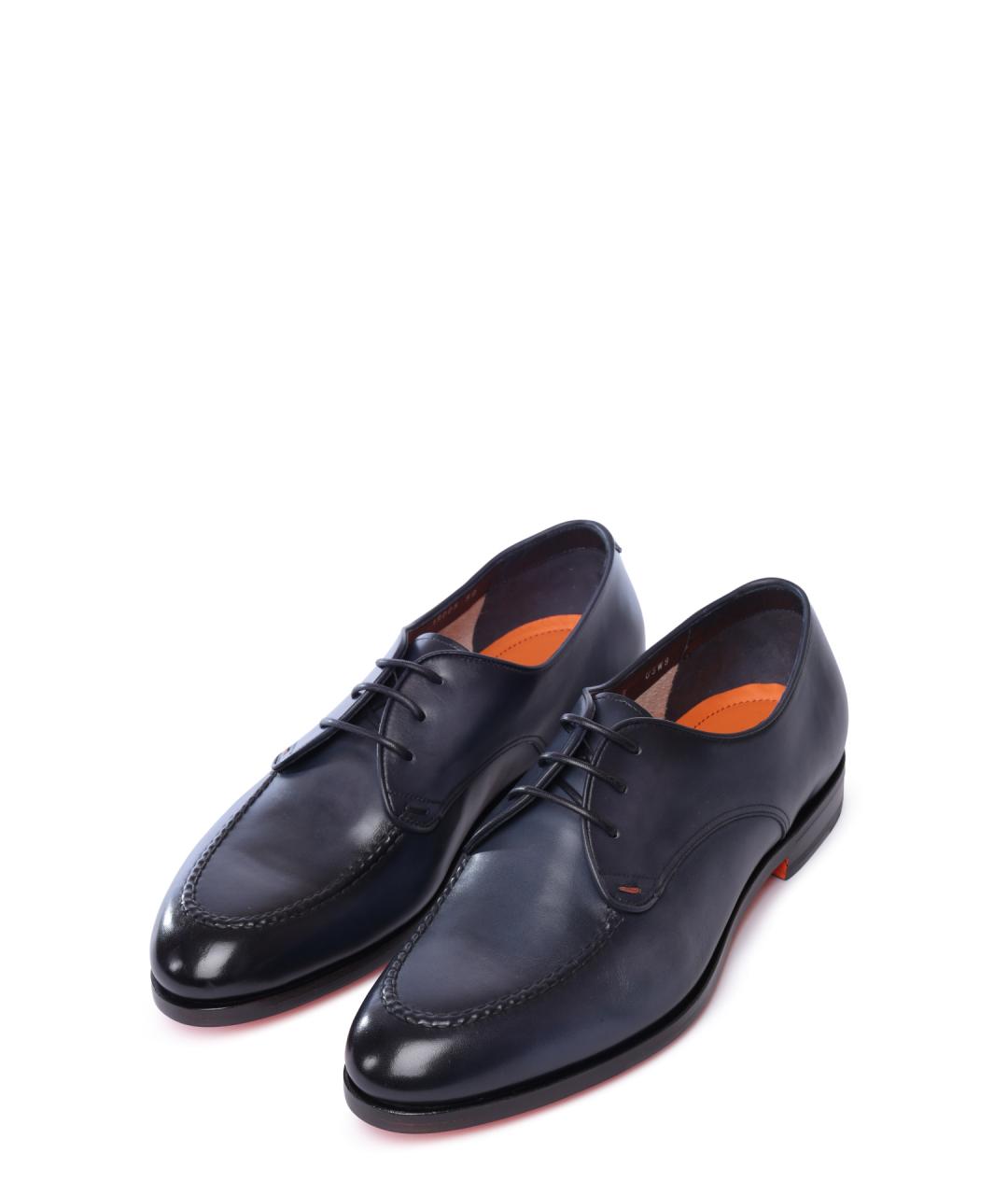 SANTONI Темно-синие кожаные туфли, фото 2