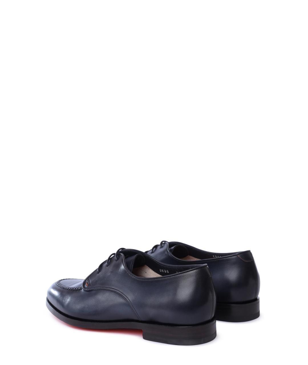 SANTONI Темно-синие кожаные туфли, фото 4