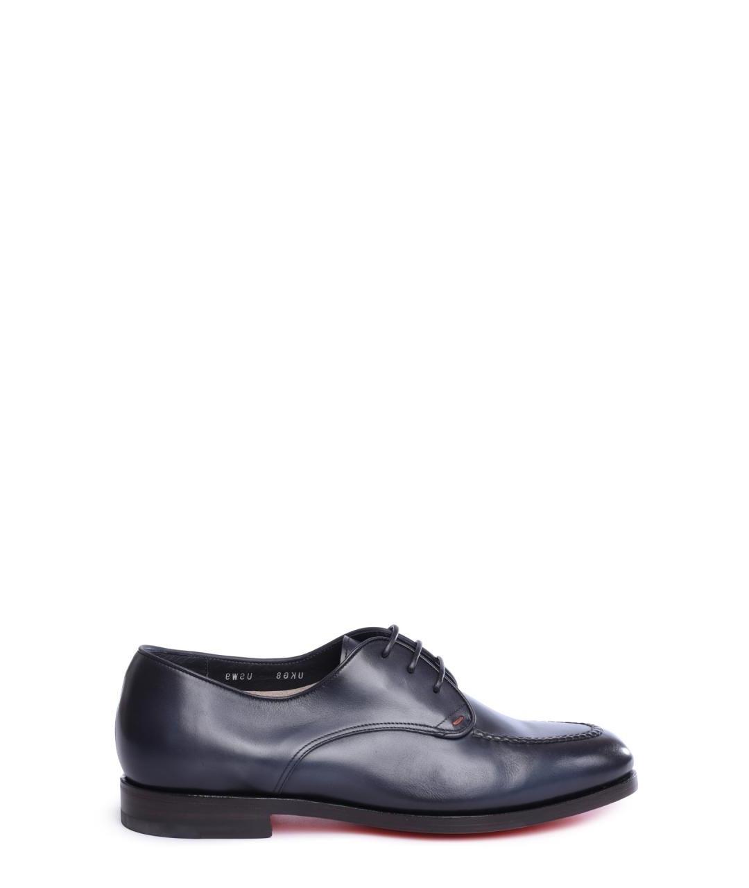 SANTONI Темно-синие кожаные туфли, фото 1