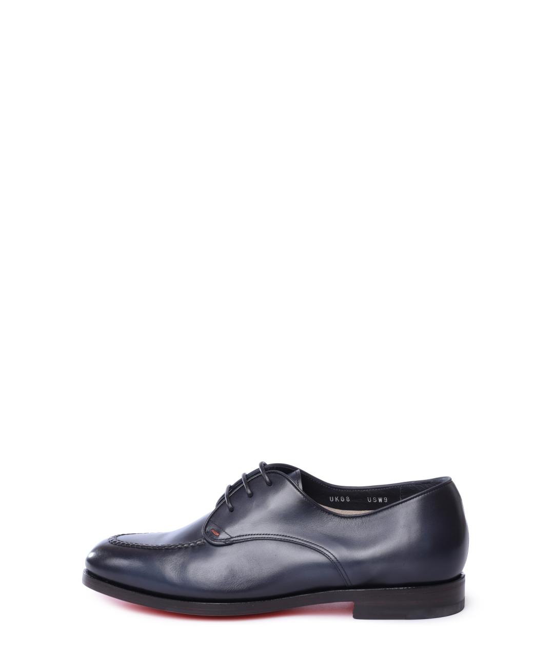 SANTONI Темно-синие кожаные туфли, фото 5