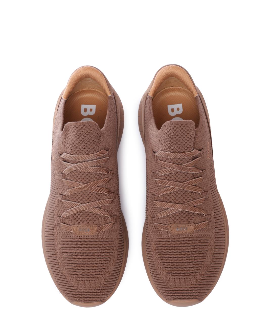 HUGO BOSS Коричневые текстильные высокие кроссовки / кеды, фото 3